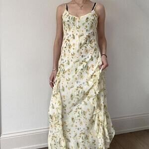 Forever 21 Women's Yellow and Cream Dress